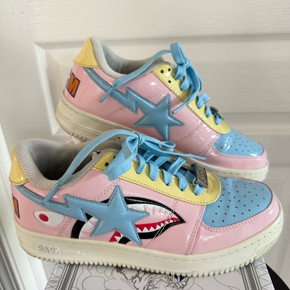 Authentic A Bathing Ape Bape Sta Low M2 20th Anniversary Patent Pink Mens size 8 main image 10